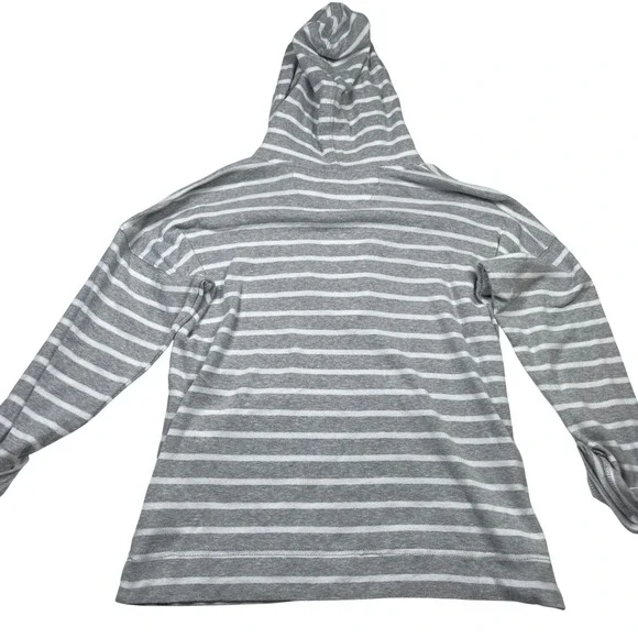 Lauren Ralph Lauren Striped Hoodie Pullover Henley Pocket Gray White Size S - Picture 10 of 11